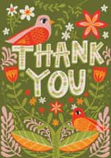 Folk Art birds Thank you Card created by Hollie McManus Illustration
