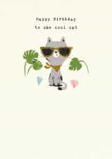 Cool cat birthday card created by iDrew Illustration