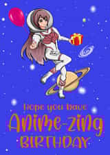 Cute Birthday card for the anime obsessed - anime pun created by Nina’s Novelties