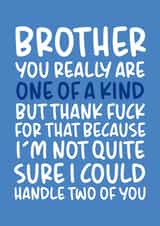 'Not Quite Sure I Could Handle Two of You' Cheeky Brother Birthday Card created by Brogan Thomas