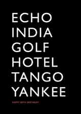 80th birthday card using NATO phonetic police military radio alphabet created by PaperPaper