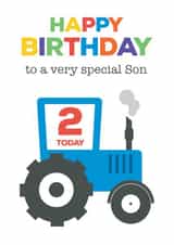 Cute Blue Tractor Birthday card for Son for 2nd Birthday  created by Hello Fridays Studio