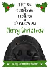 Merry Christmas Card from the Dog (Black) 1002 created by The Merry Giraffe