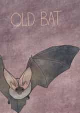 Old bat birthday card created by Shannon Flynn
