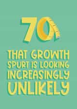 Funny 70th Birthday  Unexpected Growth Spurt Card created by Running with Scissors