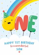 Rainbow 1st Birthday Card for Son created by Macie Dot Doodles