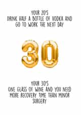 Funny 30th birthday card for friends sister brother.  created by Akeechi Design