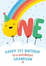 Rainbow 1st Birthday Card for Grandson created by Macie Dot Doodles