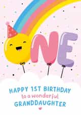 Rainbow 1st Birthday Card Granddaughter created by Macie Dot Doodles