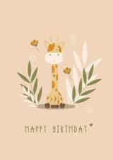 Cute Birthday Card - Giraffe - Flowers created by Melissa Doodles