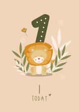 Cute 1st Birthday Card - Lion - 1 Today created by Melissa Doodles