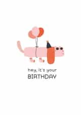 Cute Funny Birthday Card - Hey it's your Birthday - Dog created by kamipi