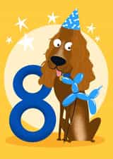 Funny Cute Age Eight (8) Dog Birthday Card for Children/Kids created by Lucy Maggie Designs