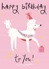 Cute Dog Birthday Card - Poodle Card - Birthday Girl - Pink Dog Birthday Card created by Lauren Barclay