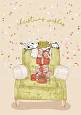 Comfy chair Christmas card created by Dotty Dog Art