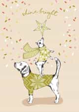 Balancing dogs Christmas card created by Dotty Dog Art