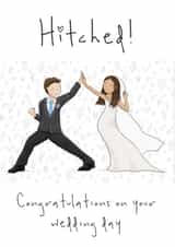Cute Hitched Wedding Card - Congratulations On Your Wedding Day created by Lucy Driver