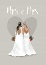 Beautiful Brides Card - Mrs and Mrs - lesbian - gay - wedding - love wins created by Yamaste Art