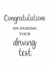 Congratulations On Passing Your Driving Test Card created by Kalm Lettering