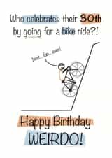 30th birthday card for anyone who loves a bike ride on their birthday created by Shore Designs