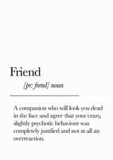 Funny Birthday Card - Friend - Definition created by Blueberry Unicorns