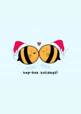 Kawaii cute bumble bee Christmas card created by Rosalie Perl
