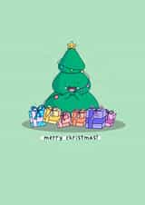 Kawaii cute Christmas tree Christmas card created by Rosalie Perl