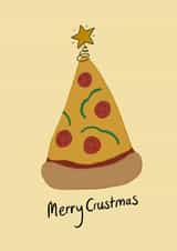 Funny Christmas Card - Pizza Food Pun - Fast food illustration created by Verity sparks