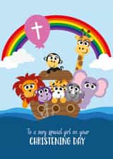 Girls Christening Day - Cute Animals - Noah's Ark Theme created by Roger Bear Designs