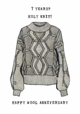 Funny 7th anniversary card - Wool Anniversary - Holy Knit! created by Panda and the Prince