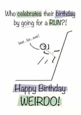 Amusing birthday card ideal for any enthusiastic runner created by Shore Designs