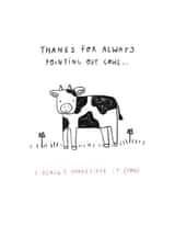 Cute Funny Thank You Card - Cow - I Appreciate You created by Yi-Yee Studios