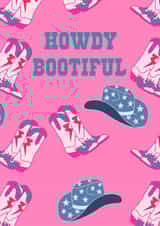 Fun Cowgirl Birthday / Valentines Card for Her - Howdy Bootiful created by Amber Rose L Designs
