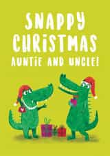 Cute Crocodile Auntie and Uncle Christmas Card created by Hannah Jayne Lewin