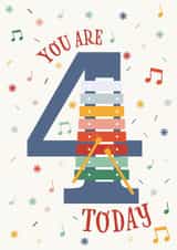 Musical 4th birthday card. created by Larissa Nichele