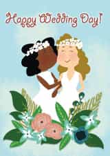 Cute Interracial Same-Sex Wedding Card for Women created by Curtis Allen