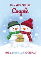 Christmas Card for Friends - Cute Snowmen Card for Couple at Xmas - Special Mate created by Bev O'Connor || @oconnordesign