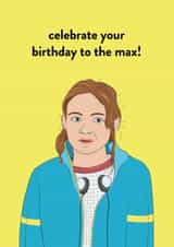 Fun birthday card for any fan of Max from Stranger Things created by Extra Vector