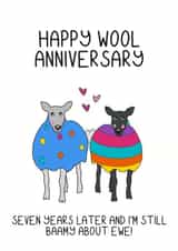 7th anniversary card for husband or wife - Happy wool anniversary created by Schnauzer Scribbles