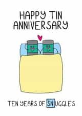 10th anniversary card for husband or wife. Happy tin anniversary. created by Schnauzer Scribbles