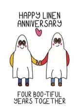 4th anniversary card for husband or wife. Happy linen anniversary! created by Schnauzer Scribbles