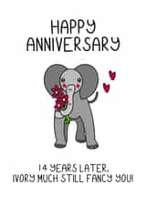 14th anniversary card. Happy ivory anniversary. created by Schnauzer Scribbles