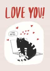 Valentine's Day Card With A Cute Black Cat - Love you - For All People created by Nuta Mart