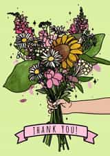 Thank You Bunch Of Flowers Card For Family Or Friends created by The Modest Lobster