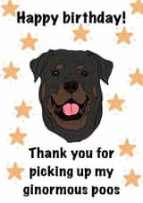 Funny happy birthday from the dog card - Rottie edition - created by TurtleMoonArt