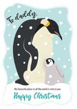 Cute Daddy and baby penguin Christmas card created by One Day in May Design