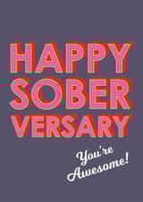 Stylish Soberversary Card For Sober Friend - Bold Pink Writing - You're Awesome created by Claire Giles