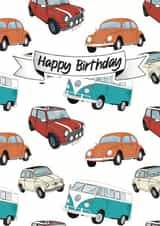 Classic Car Birthday Card - Mini Cooper, Fiat 500, VW Campervan & Beetle Lover created by Crafting By Cali