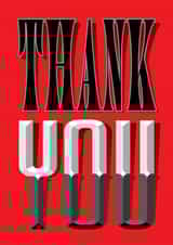 Thank you in decorative and dramatic letters created by Sarah Hyndman