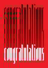 Congratulations — in dramatic letters with a big shadow created by Sarah Hyndman